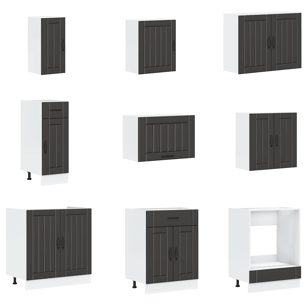 vidaXL Set dulap de bucătărie 14 piese „Lucca” lemn negru prelucrat vidaXL Set dulap de bucătărie 14 piese „Lucca” lemn negru prelucrat