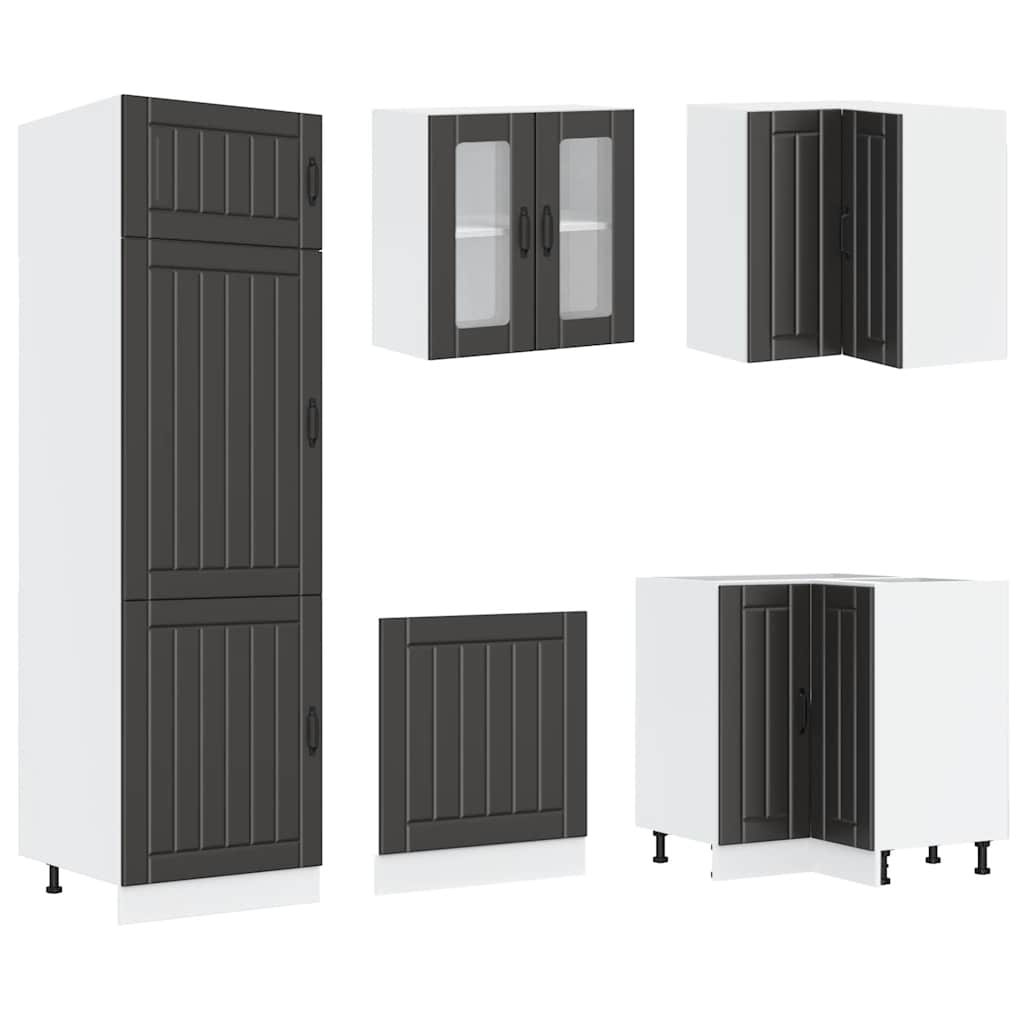 vidaXL Set dulap de bucătărie 14 piese „Lucca” lemn negru prelucrat vidaXL Set dulap de bucătărie 14 piese „Lucca” lemn negru prelucrat