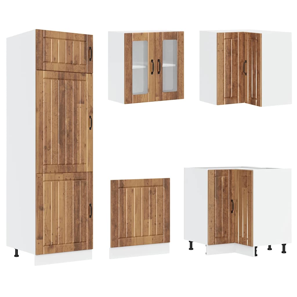 vidaXL Set de dulapuri de bucătărie 14 piese „Lucca” Lemn vechi lemn