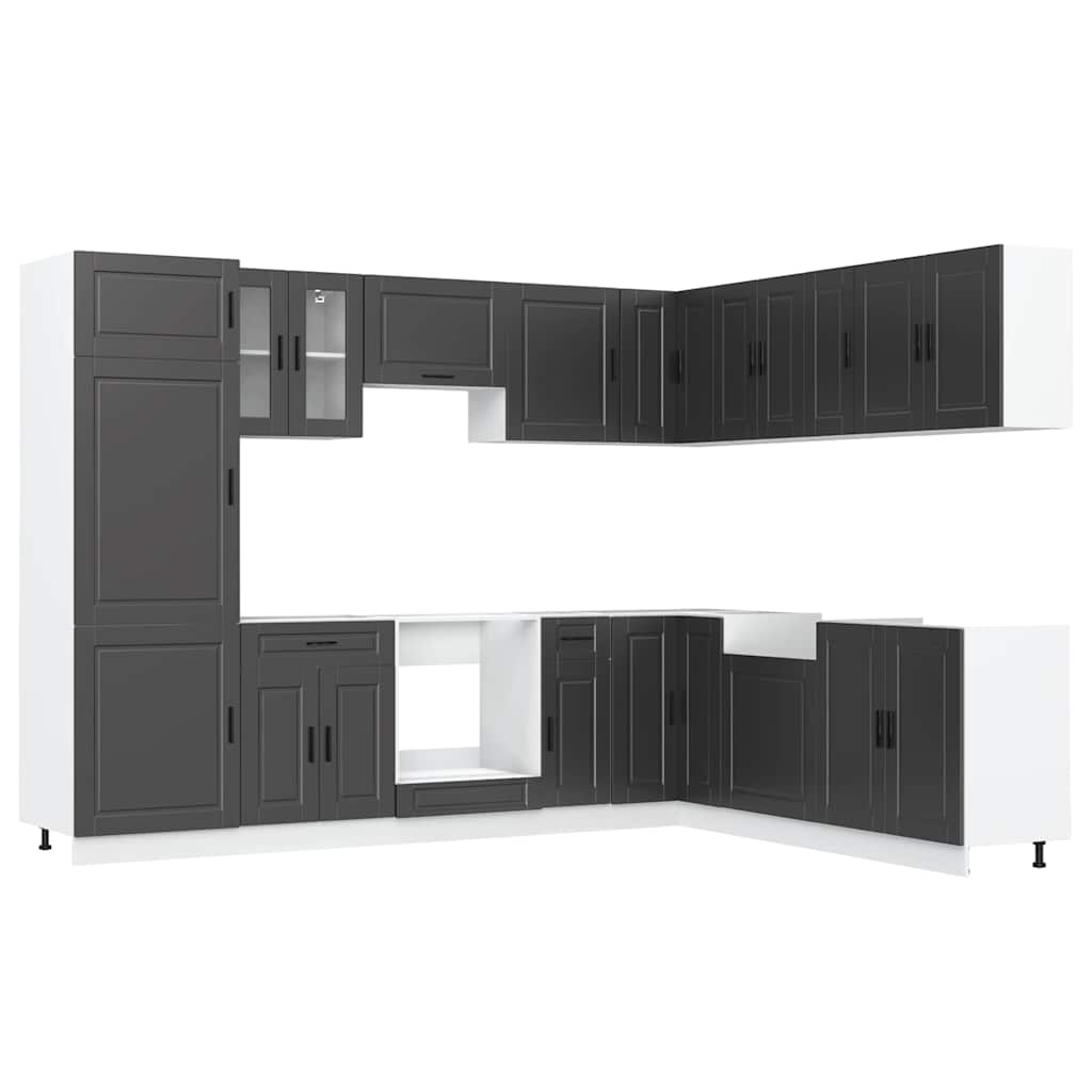 vidaXL Set dulap de bucătărie 14 piese „Porto” lemn negru prelucrat vidaXL Set dulap de bucătărie 14 piese „Porto” lemn negru prelucrat