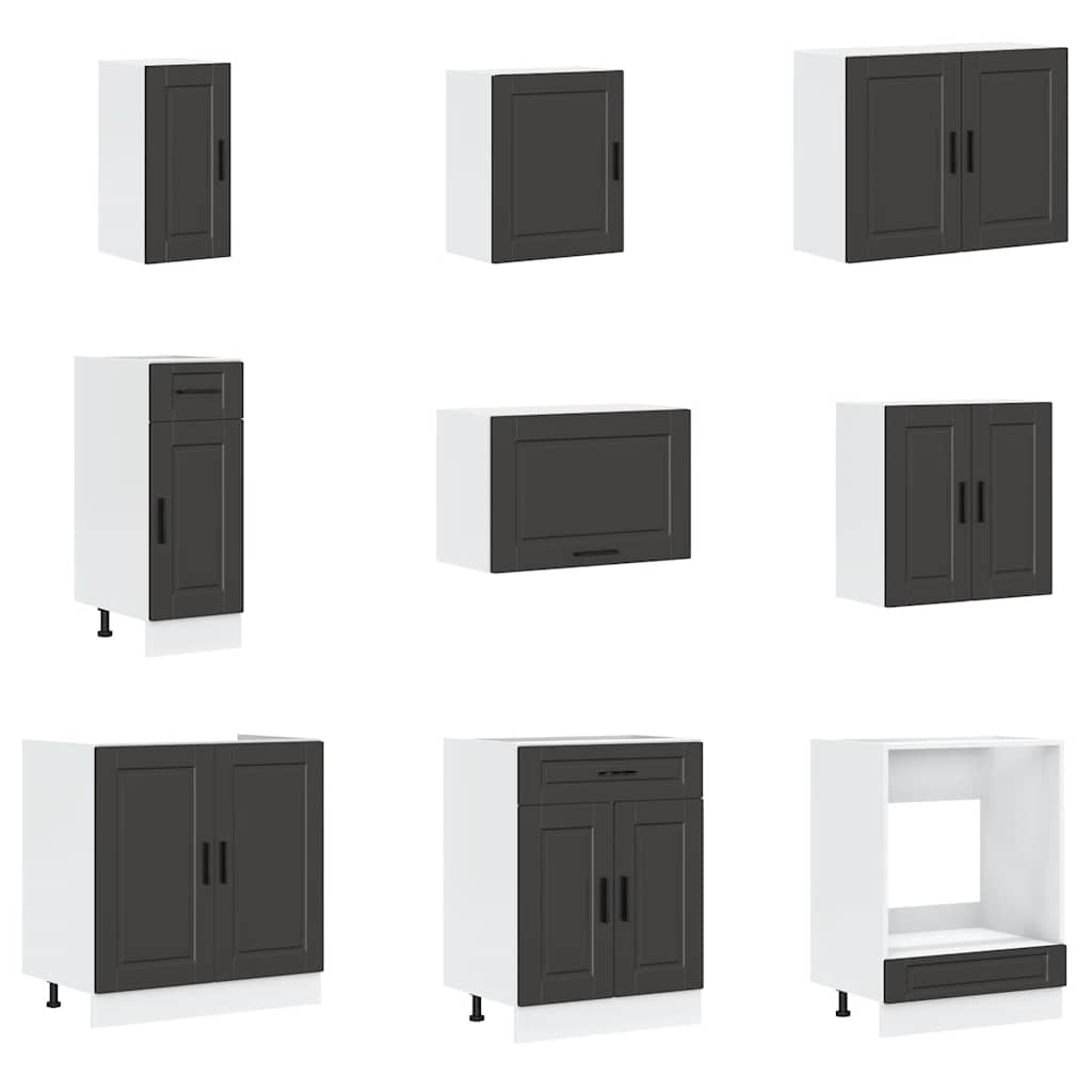 vidaXL Set dulap de bucătărie 14 piese „Porto” lemn negru prelucrat vidaXL Set dulap de bucătărie 14 piese „Porto” lemn negru prelucrat