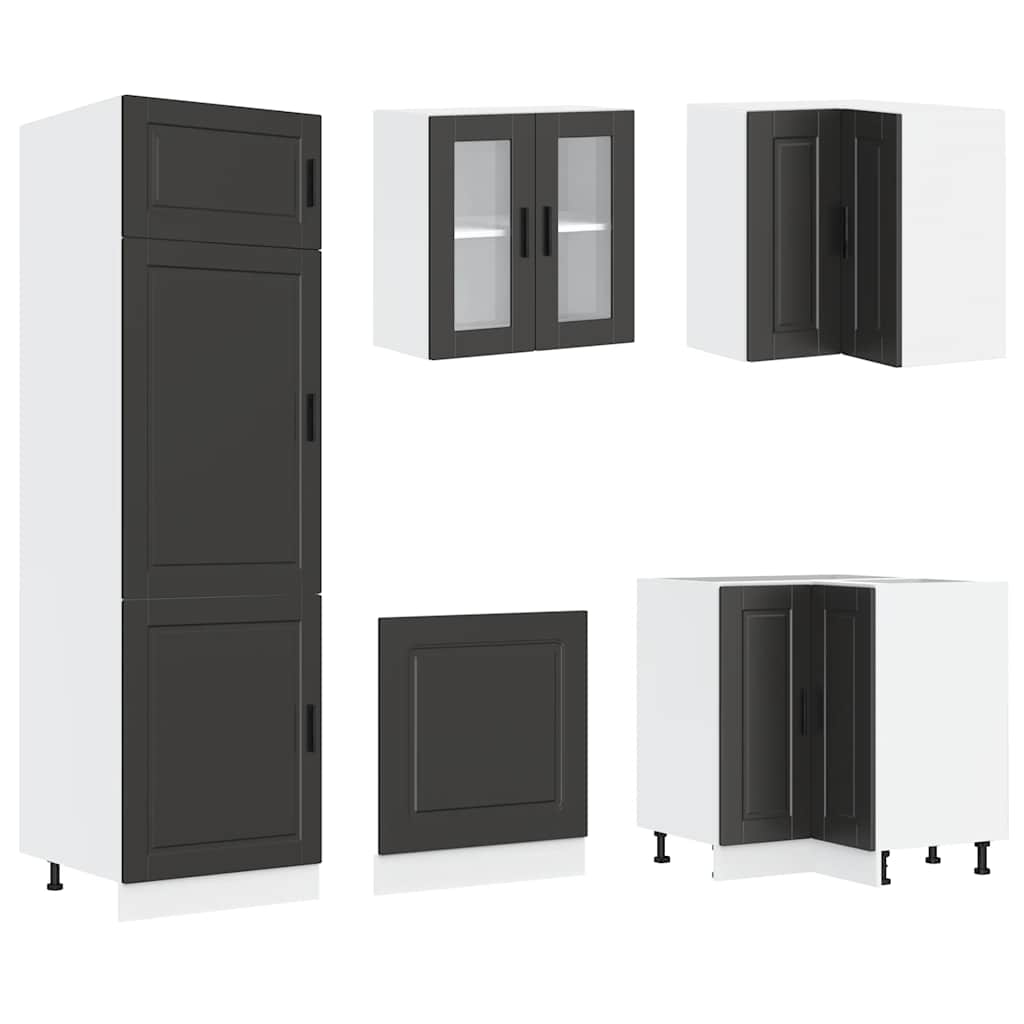 vidaXL Set dulap de bucătărie 14 piese „Porto” lemn negru prelucrat vidaXL Set dulap de bucătărie 14 piese „Porto” lemn negru prelucrat