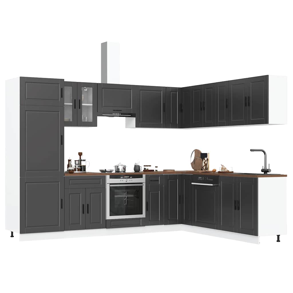 vidaXL Set dulap de bucătărie 14 piese „Porto” lemn negru prelucrat vidaXL Set dulap de bucătărie 14 piese „Porto” lemn negru prelucrat