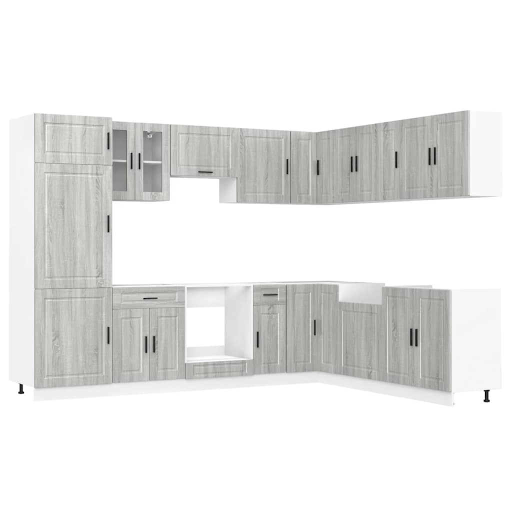vidaXL Set de dulapuri de bucătărie 14 piese „Porto” lemn Sonoma gri