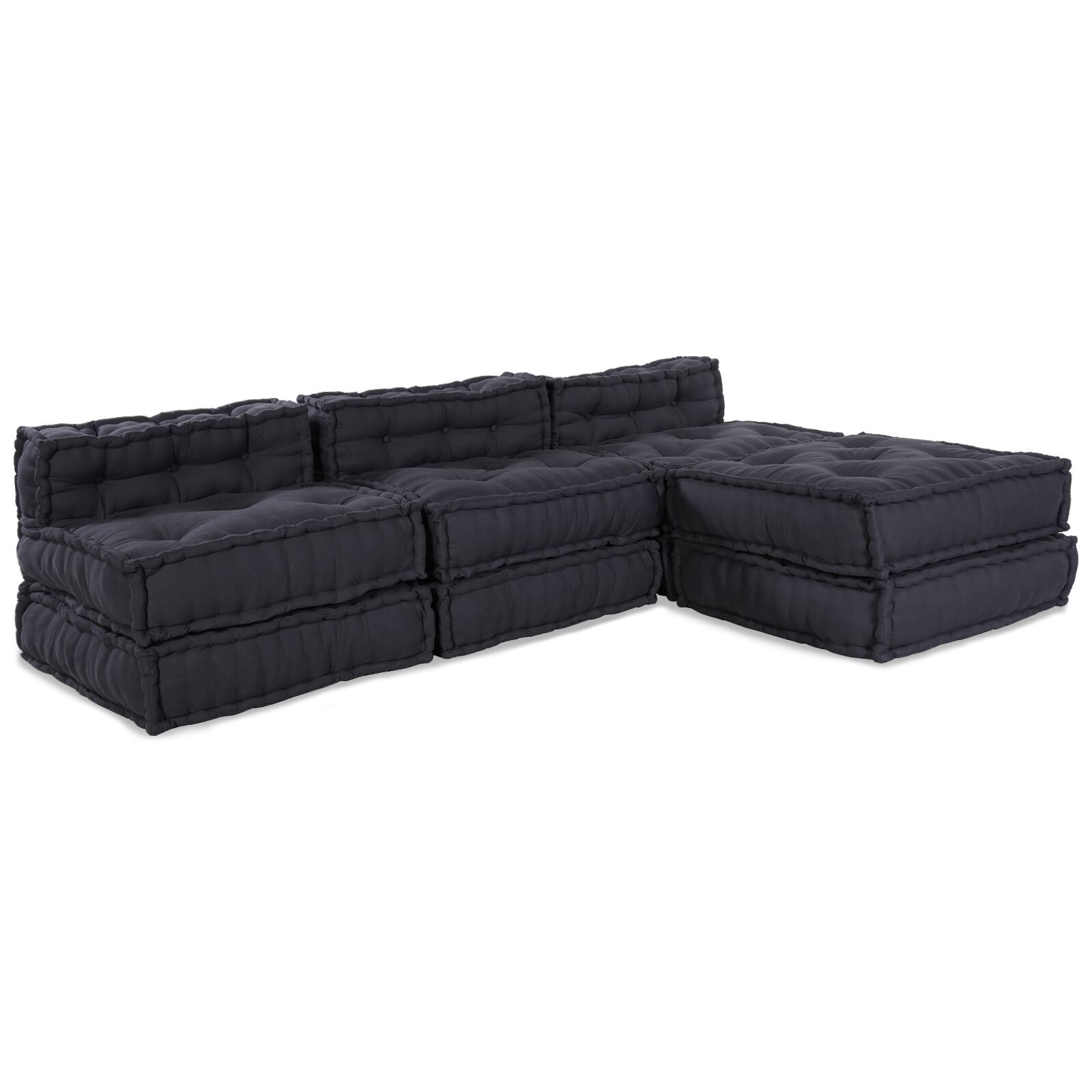 vidaXL Pouffuri Modulare 4 Piese Țesătură Antracit vidaXL Pouffuri Modulare 4 Piese Țesătură Antracit