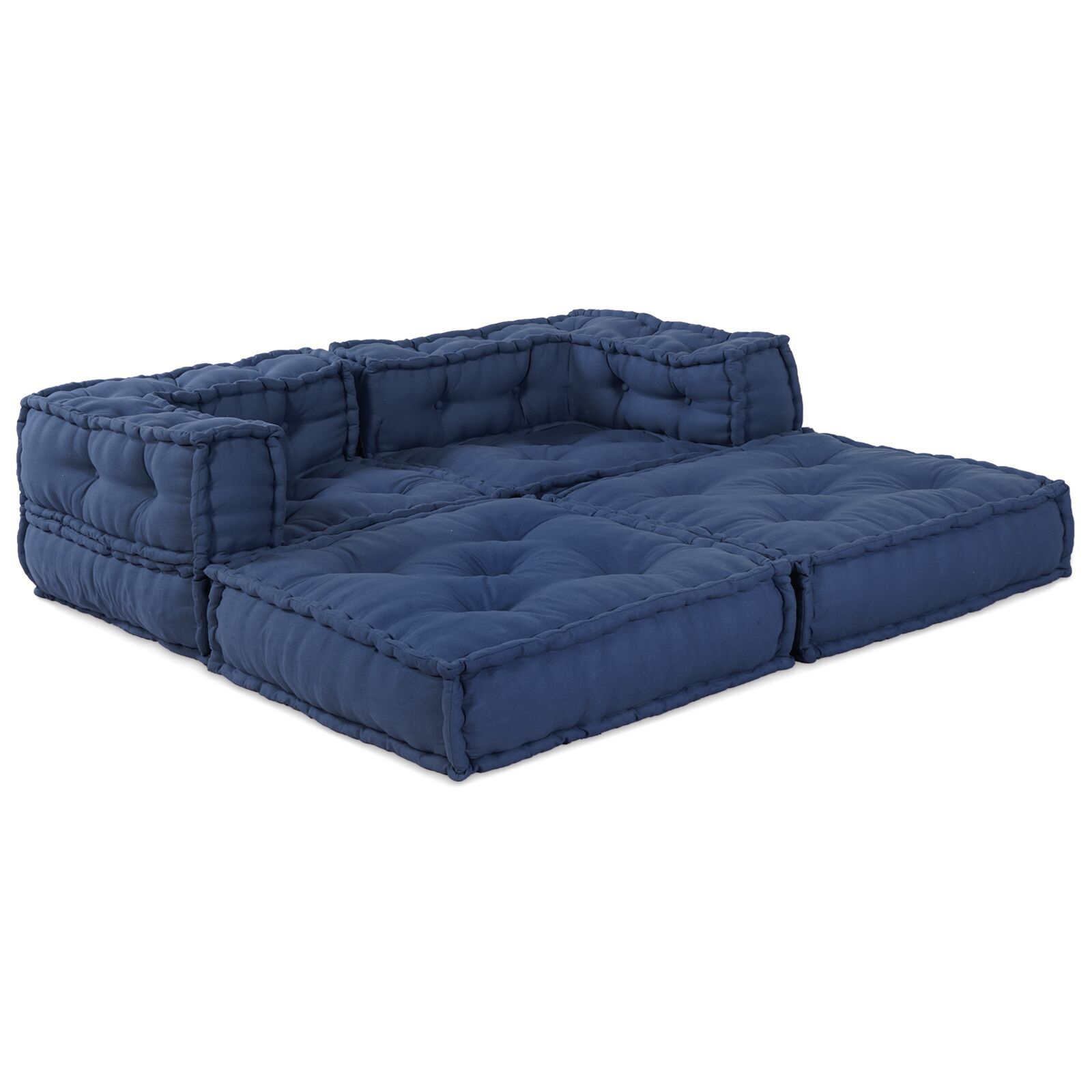 vidaXL Poufuri Modulare 2 pcs - Țesătură Indigo vidaXL Poufuri Modulare 2 pcs - Țesătură Indigo