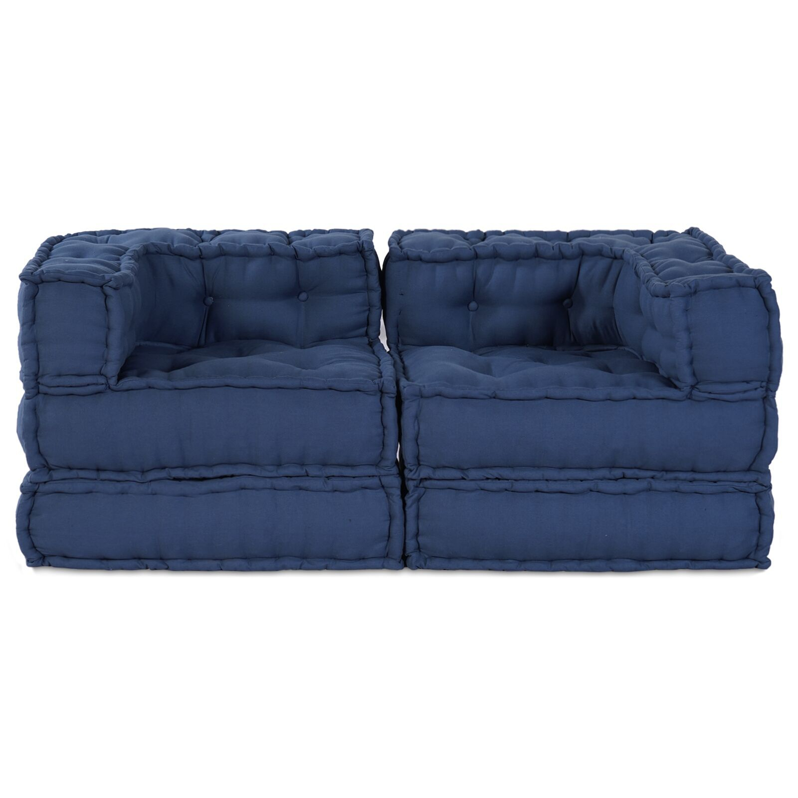 vidaXL Poufuri Modulare 2 pcs - Țesătură Indigo vidaXL Poufuri Modulare 2 pcs - Țesătură Indigo