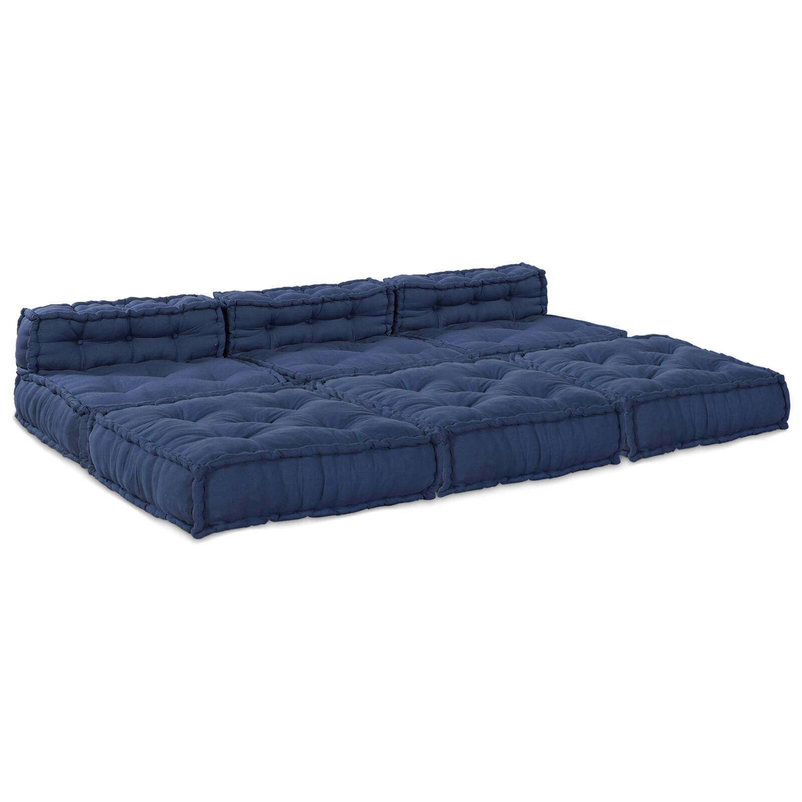 vidaXL Poufuri modulare - Set de 4, din material indigo vidaXL Poufuri modulare - Set de 4, din material indigo
