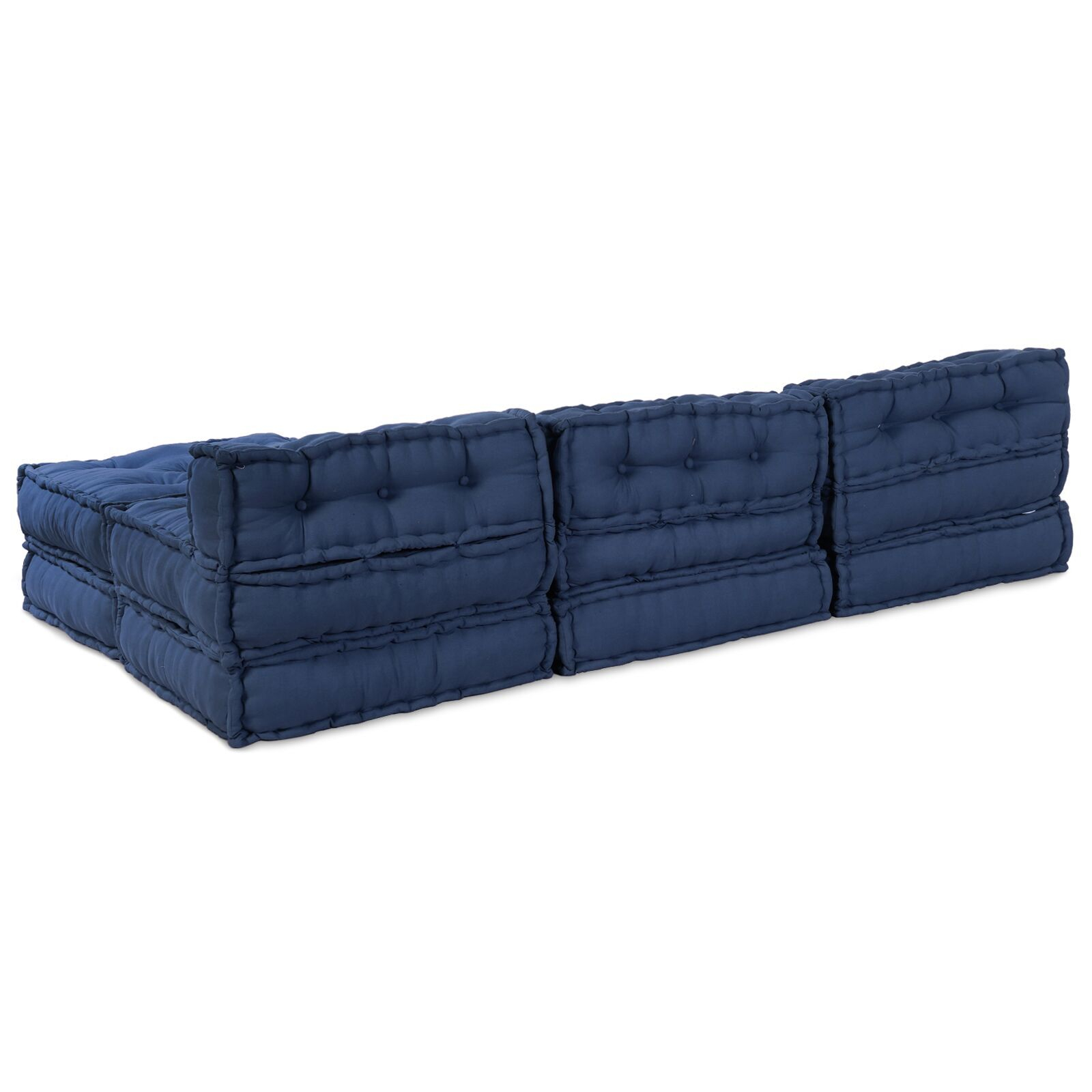 vidaXL Poufuri Modulare - 4 Piese În Țesătură Indigo vidaXL Poufuri Modulare - 4 Piese În Țesătură Indigo