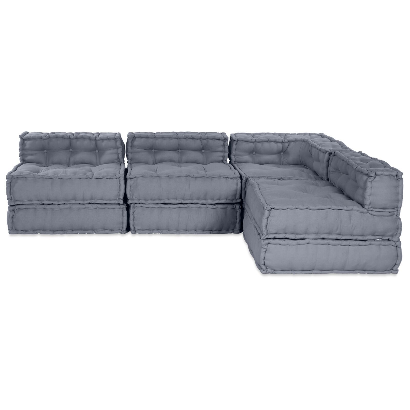 vidaXL Canapea Modulară Pouffe pentru 4 Persoane, Gri vidaXL Canapea Modulară Pouffe pentru 4 Persoane, Gri