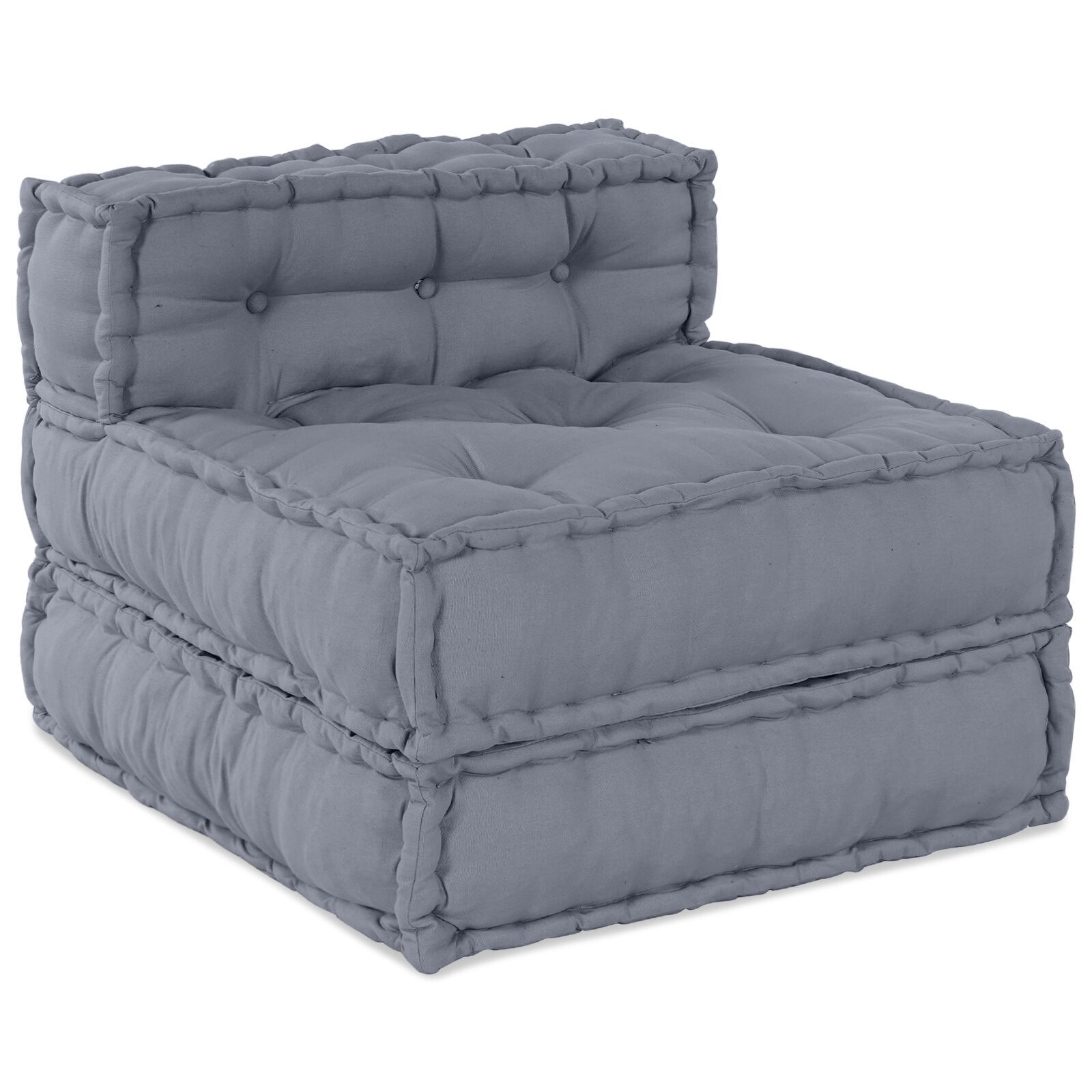 vidaXL Canapea Modulară Pouffe pentru 4 Persoane din Material Gri, Convertible vidaXL Canapea Modulară Pouffe pentru 4 Persoane din Material Gri, Convertible
