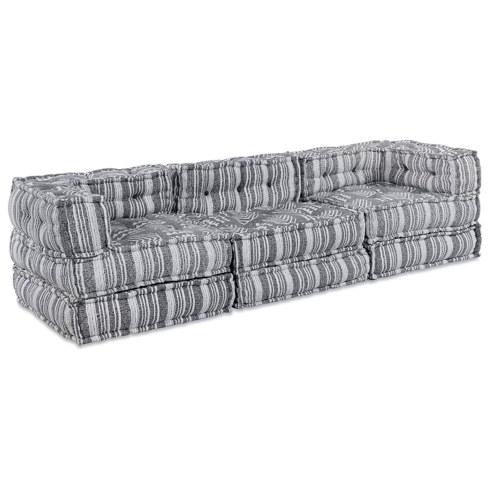 vidaXL Canapea Modulară cu 3 Locuri și Pouffe - Gri Deschis din Țesătură, Se transformă simplu vidaXL Canapea Modulară cu 3 Locuri și Pouffe - Gri Deschis din Țesătură, Se transformă simplu
