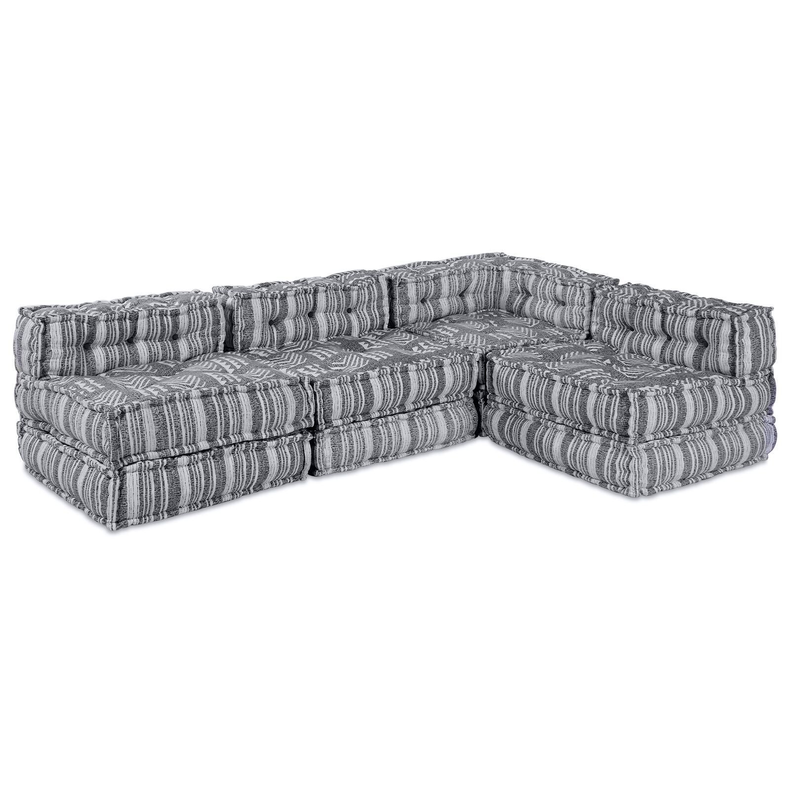 vidaXL Canapea Pouffe Modulară pentru 4 Persoane, care se transformă într-un pat, din material gri deschis. vidaXL Canapea Pouffe Modulară pentru 4 Persoane, care se transformă într-un pat, din material gri deschis.