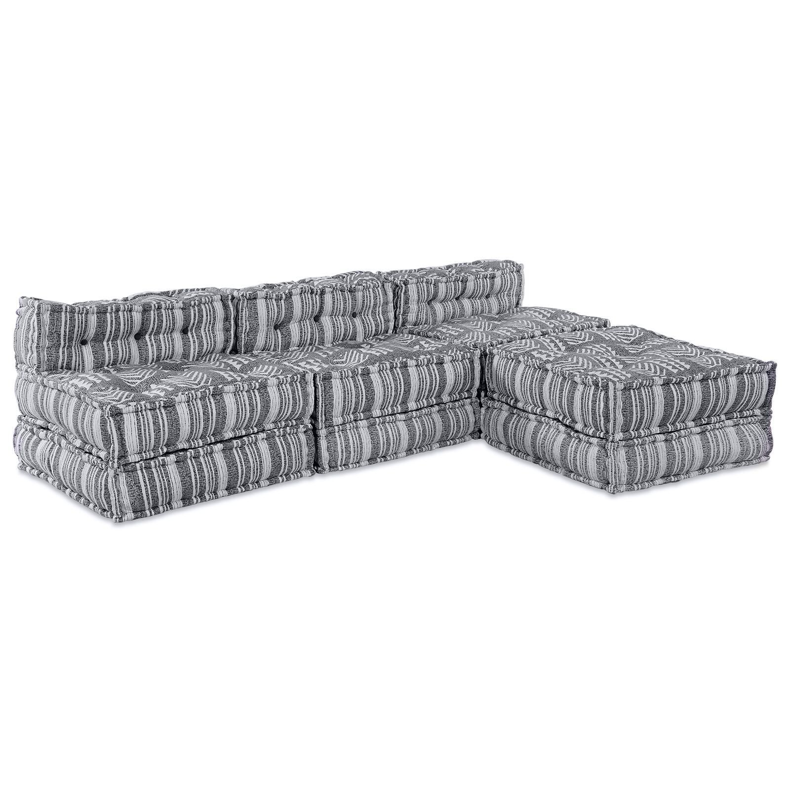 vidaXL Canapea modulară pouffe pentru 4 persoane care se transformă în canapea din țesătură gri deschis vidaXL Canapea modulară pouffe pentru 4 persoane care se transformă în canapea din țesătură gri deschis