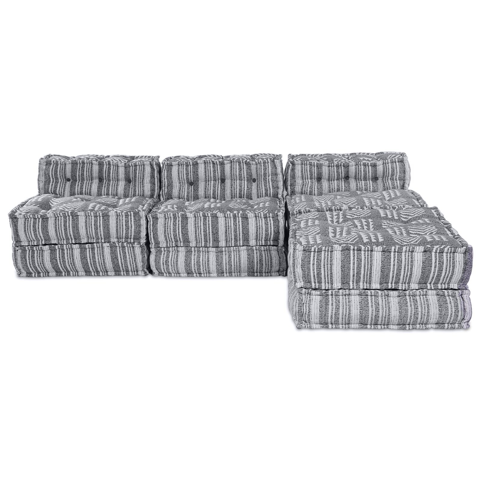 vidaXL Canapea modulară pouffe pentru 4 persoane care se transformă în canapea din țesătură gri deschis vidaXL Canapea modulară pouffe pentru 4 persoane care se transformă în canapea din țesătură gri deschis