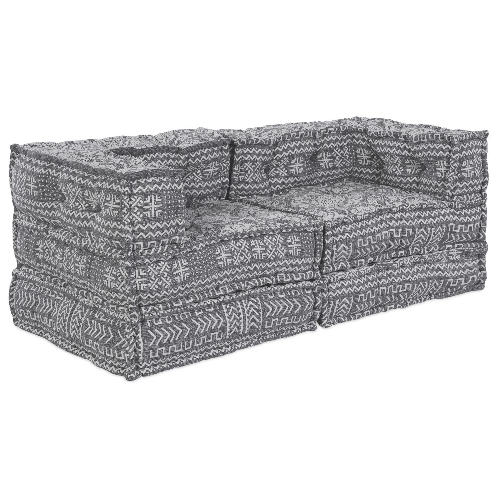 vidaXL Canapea modulară cu 2 locuri, pouffe convertibil, din material gri deschis vidaXL Canapea modulară cu 2 locuri, pouffe convertibil, din material gri deschis
