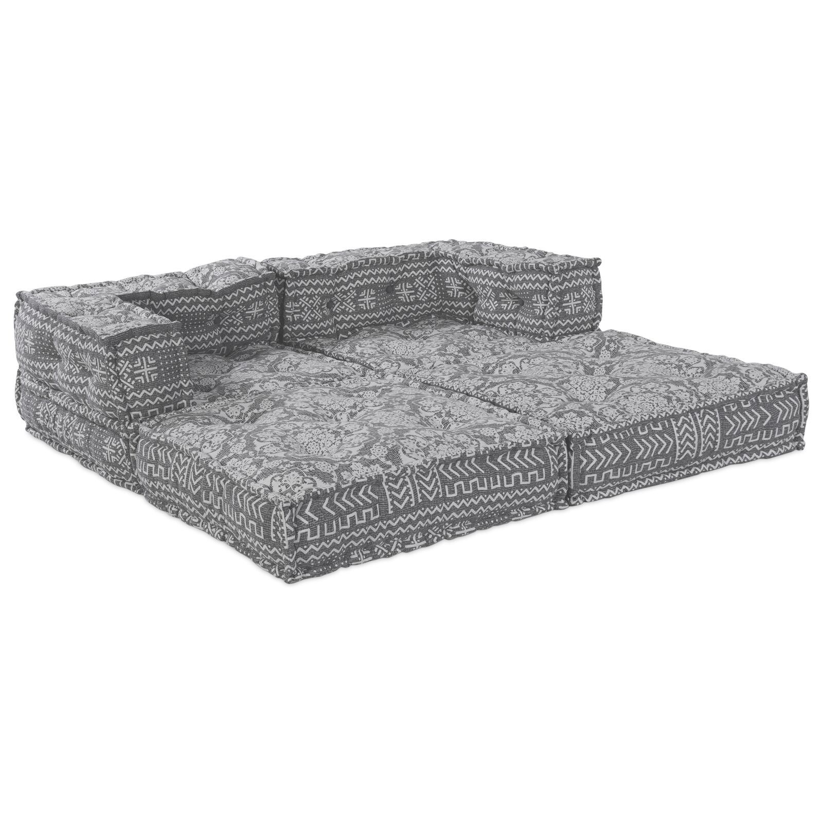 vidaXL Canapea modulară cu 2 locuri, pouffe convertibil, din material gri deschis vidaXL Canapea modulară cu 2 locuri, pouffe convertibil, din material gri deschis