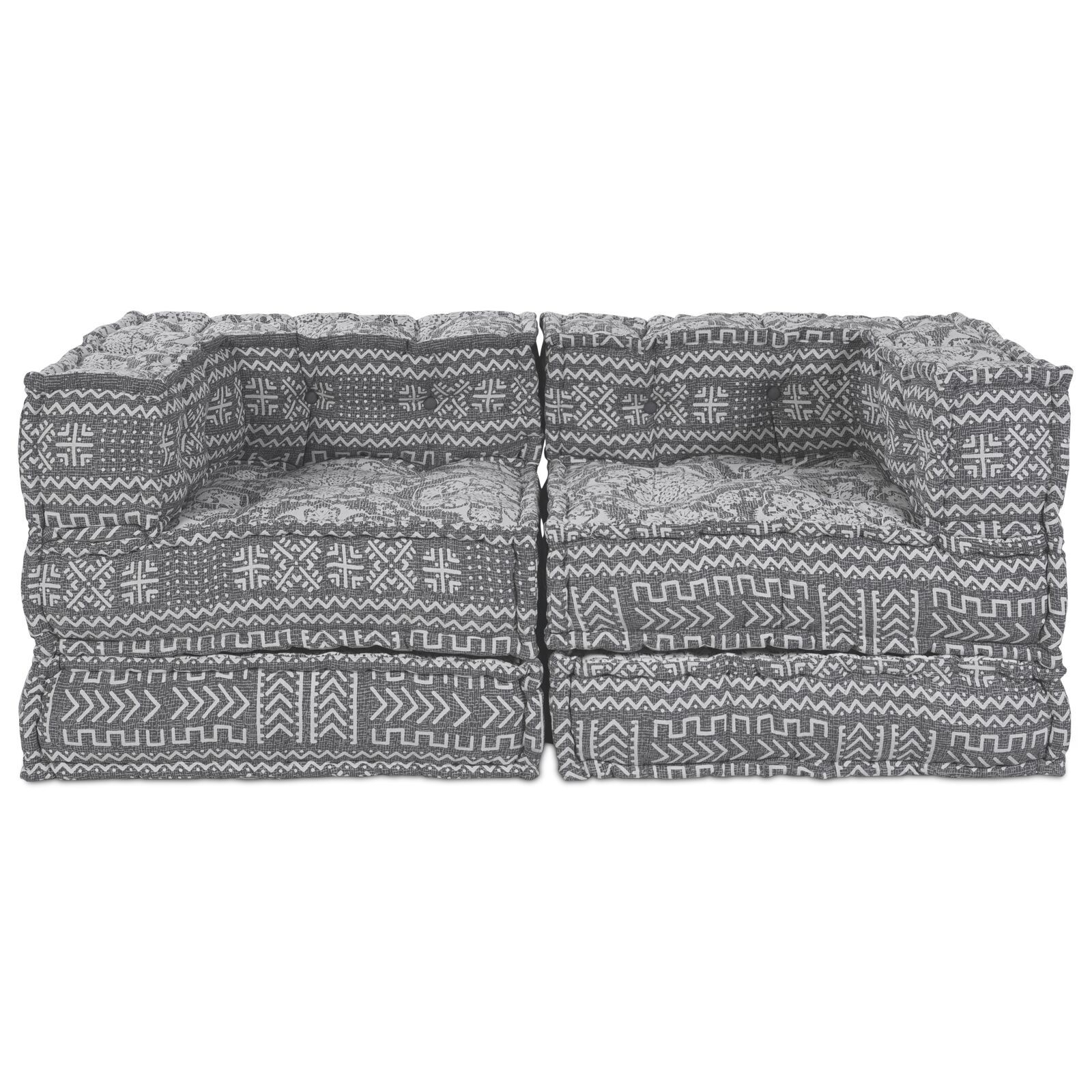 vidaXL Canapea modulară cu 2 locuri, pouffe convertibil, din material gri deschis vidaXL Canapea modulară cu 2 locuri, pouffe convertibil, din material gri deschis