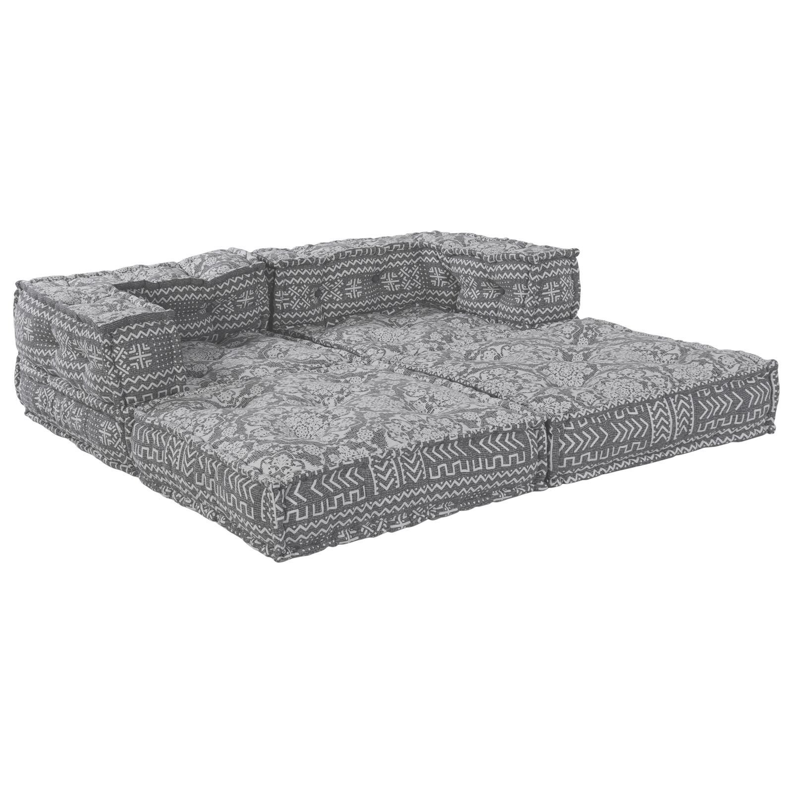 vidaXL Canapea modulară cu 2 locuri, pouffe convertibil, din material gri deschis vidaXL Canapea modulară cu 2 locuri, pouffe convertibil, din material gri deschis