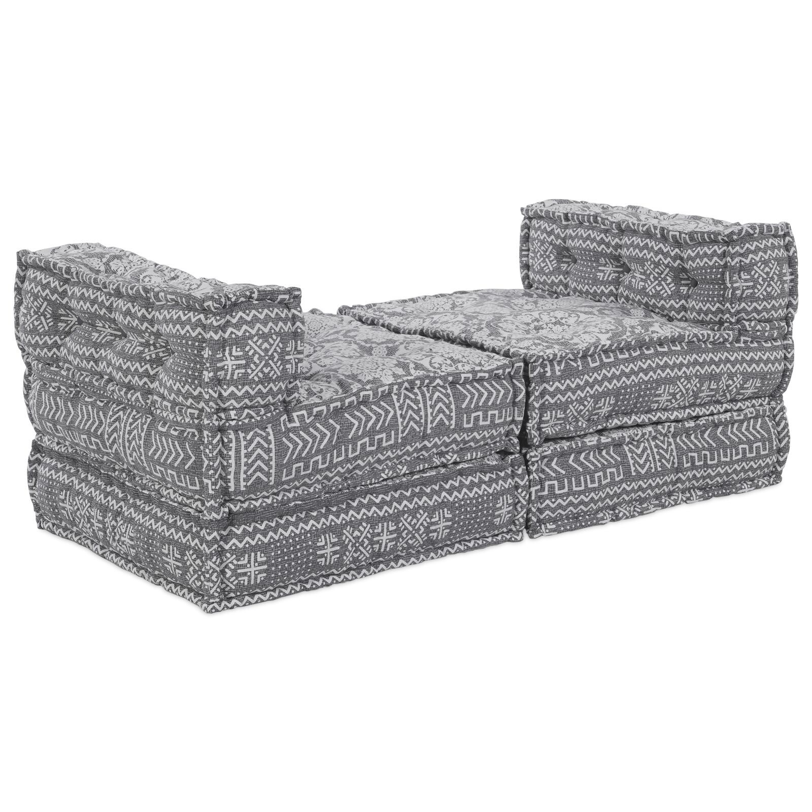 vidaXL Canapea Modulară Tip Pouffe pentru 4 Persoane care se pliază - Gri Deschis din Țesătură vidaXL Canapea Modulară Tip Pouffe pentru 4 Persoane care se pliază - Gri Deschis din Țesătură