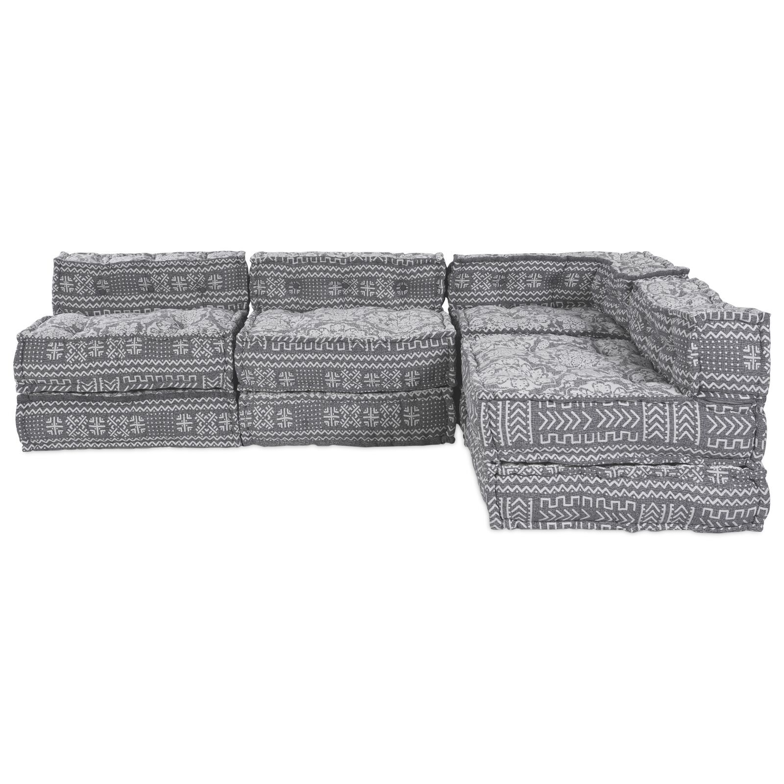 vidaXL Canapea Modulară Tip Pouffe pentru 4 Persoane care se pliază - Gri Deschis din Țesătură vidaXL Canapea Modulară Tip Pouffe pentru 4 Persoane care se pliază - Gri Deschis din Țesătură