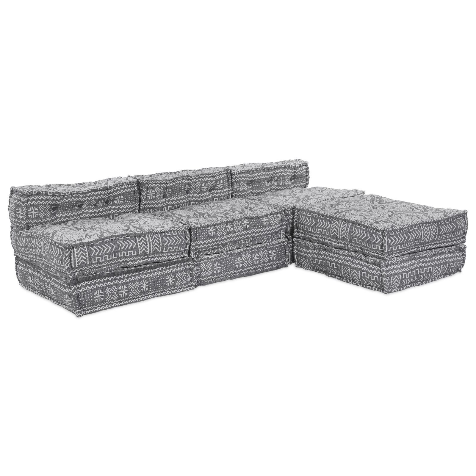 vidaXL Canapea modulară cu 4 locuri, din țesătură gri deschis vidaXL Canapea modulară cu 4 locuri, din țesătură gri deschis