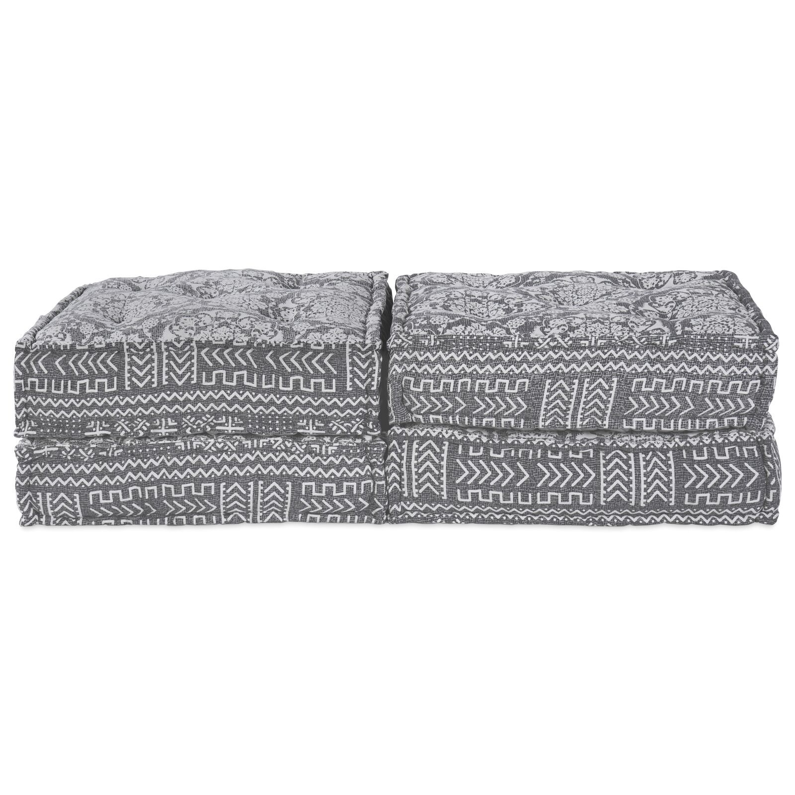 vidaXL Puf Modular Convertible pentru 2 Persoane, Gri Deschis, Textil vidaXL Puf Modular Convertible pentru 2 Persoane, Gri Deschis, Textil