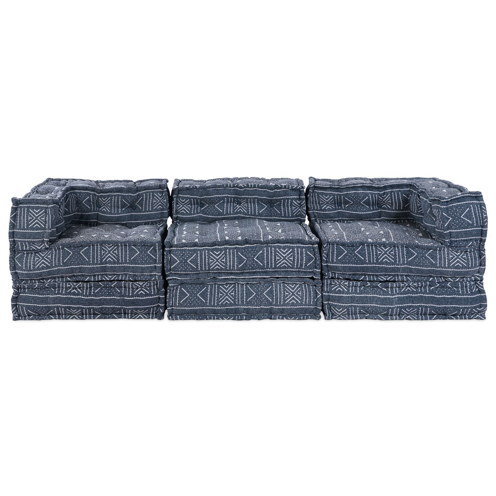 vidaXL Canapea Modulară Pouffe 3 Locuri Convertible din Material Indigo vidaXL Canapea Modulară Pouffe 3 Locuri Convertible din Material Indigo