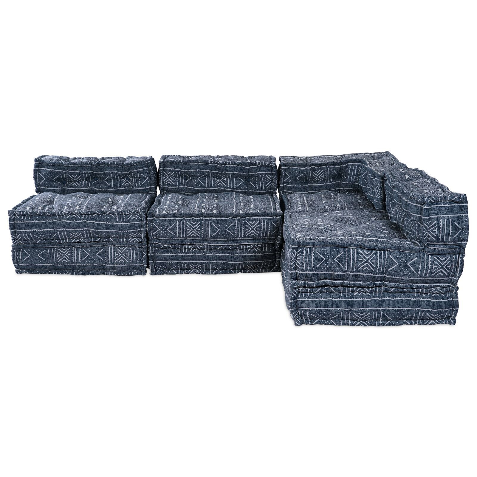 vidaXL Canapea Modulară pentru 4 Persoane cu Pouffe Convertibil din Fibră Indigo vidaXL Canapea Modulară pentru 4 Persoane cu Pouffe Convertibil din Fibră Indigo