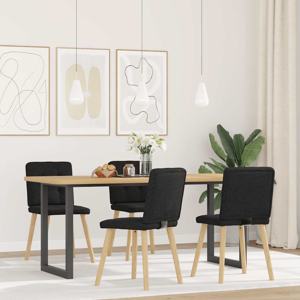 vidaXL Scaune de bucătărie, 4 buc., negru, material textil vidaXL Scaune de bucătărie, 4 buc., negru, material textil