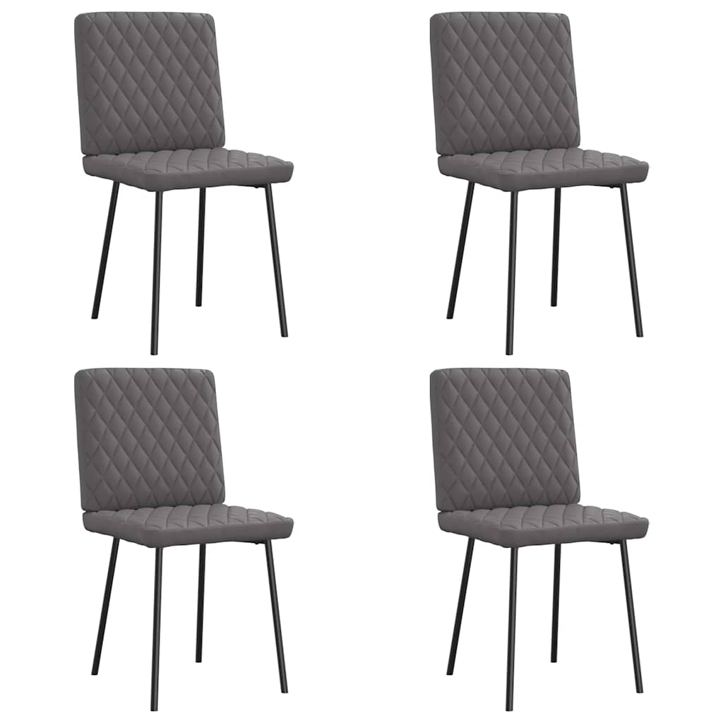 vidaXL Scaune de sufragerie, 4 buc. gri, piele ecologică vidaXL Scaune de sufragerie, 4 buc. gri, piele ecologică