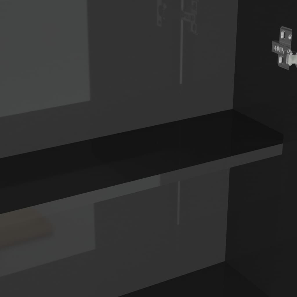 vidaXL Dulap de baie cu oglindă, negru strălucitor, 60x15x75 cm, MDF