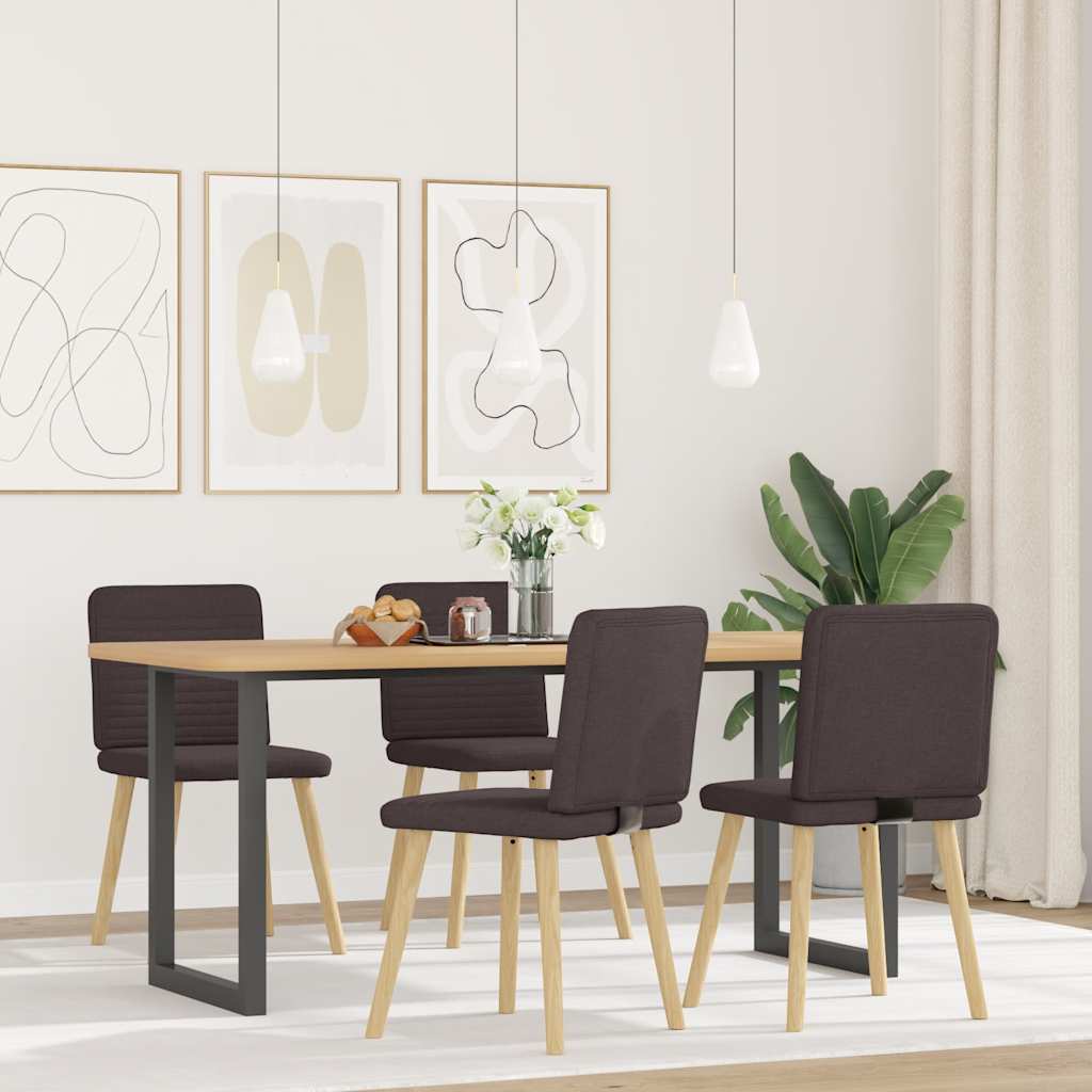 vidaXL Scaune de bucătărie, 4 buc., maro închis, material textil vidaXL Scaune de bucătărie, 4 buc., maro închis, material textil