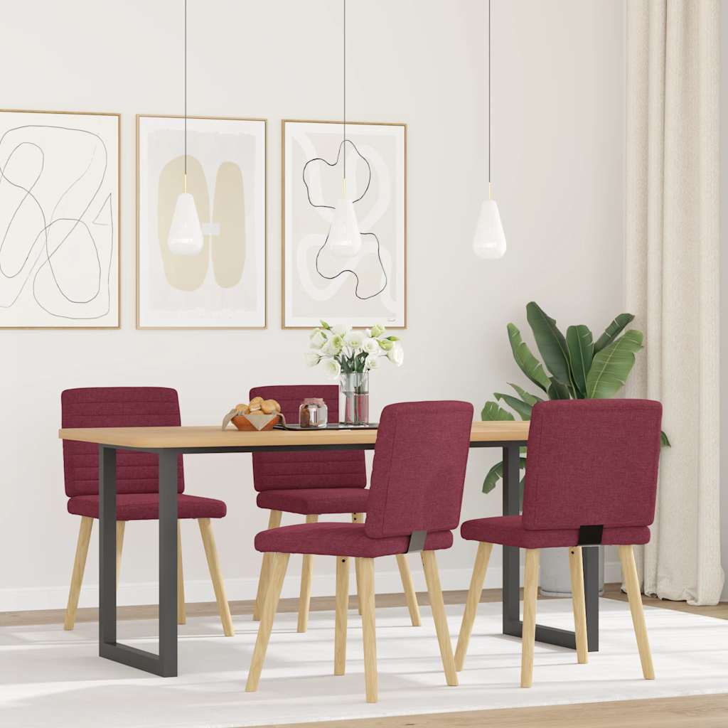 vidaXL Scaune de bucătărie, 4 buc., roșu vin, material textil vidaXL Scaune de bucătărie, 4 buc., roșu vin, material textil