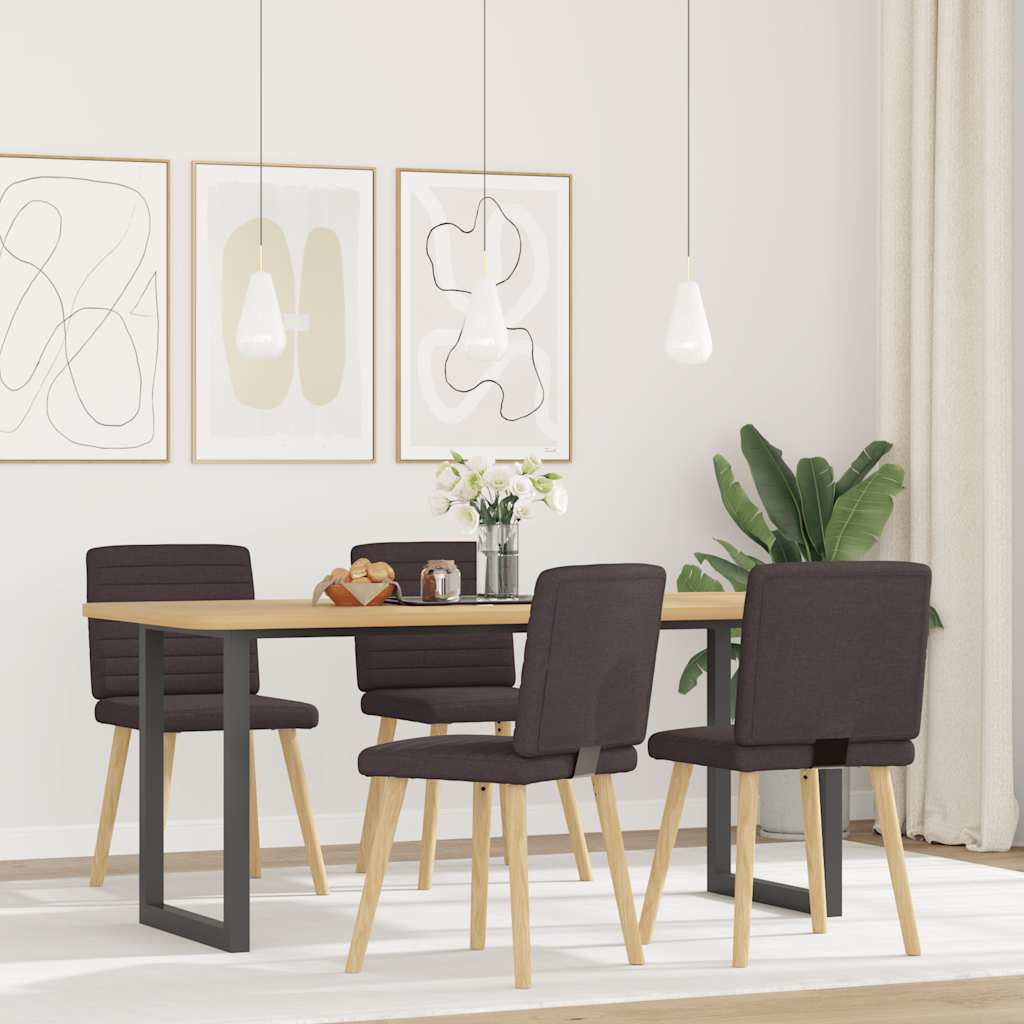 vidaXL Scaune de bucătărie, 4 buc., maro închis, material textil vidaXL Scaune de bucătărie, 4 buc., maro închis, material textil
