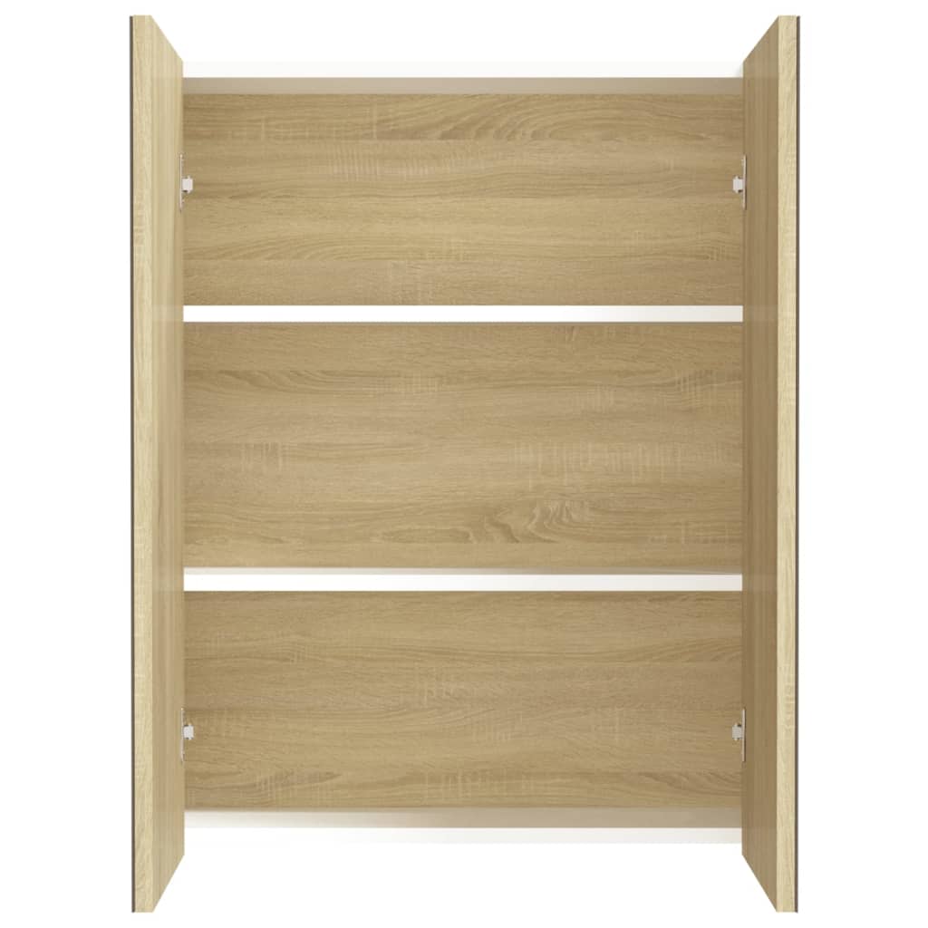 vidaXL Dulap de baie cu oglindă, alb și stejar, 60x15x75 cm, MDF vidaXL Dulap de baie cu oglindă, alb și stejar, 60x15x75 cm, MDF