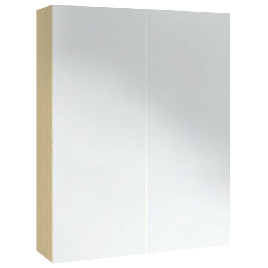 vidaXL Dulap de baie cu oglindă, alb și stejar, 60x15x75 cm, MDF vidaXL Dulap de baie cu oglindă, alb și stejar, 60x15x75 cm, MDF