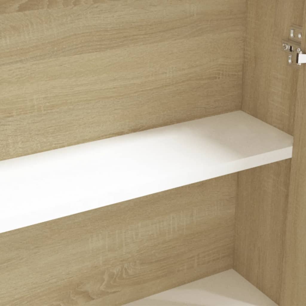 vidaXL Dulap de baie cu oglindă, alb și stejar, 60x15x75 cm, MDF vidaXL Dulap de baie cu oglindă, alb și stejar, 60x15x75 cm, MDF