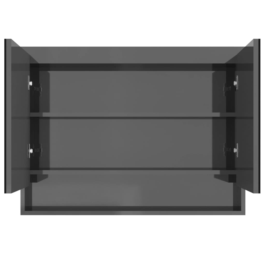 vidaXL Dulap de baie cu oglindă, gri strălucitor, 80x15x60 cm, MDF