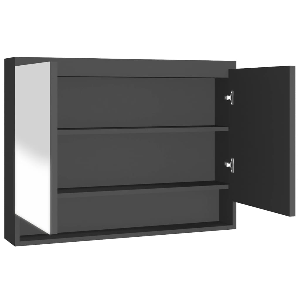 vidaXL Dulap de baie cu oglindă, antracit, 80x15x60 cm, MDF vidaXL Dulap de baie cu oglindă, antracit, 80x15x60 cm, MDF