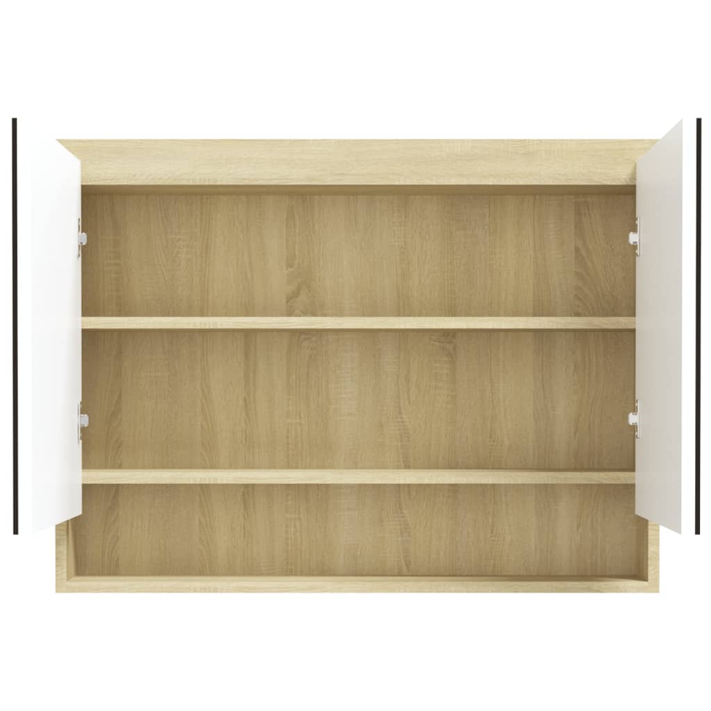 vidaXL Dulap de baie cu oglindă, alb și stejar, 80x15x60 cm, MDF vidaXL Dulap de baie cu oglindă, alb și stejar, 80x15x60 cm, MDF