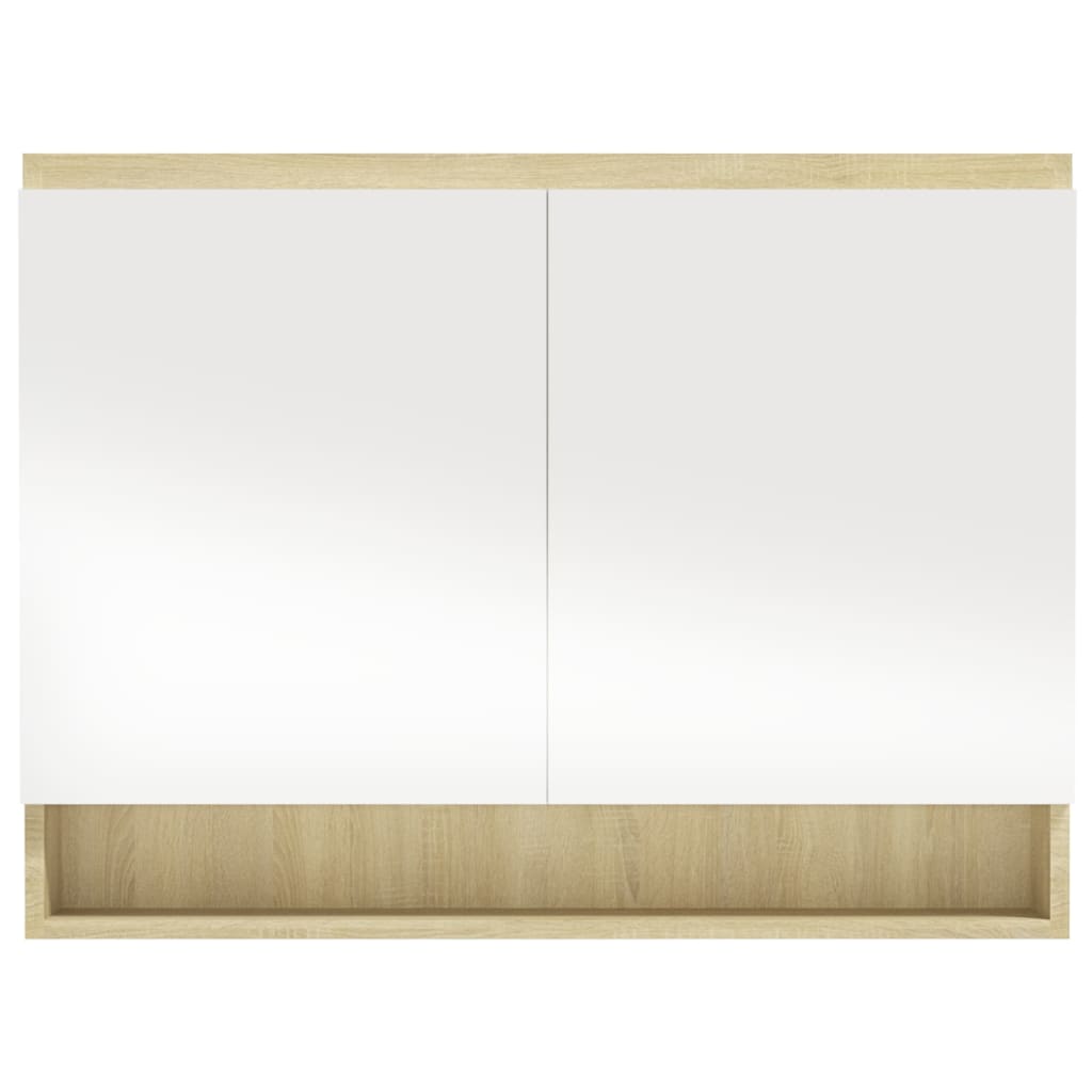 vidaXL Dulap de baie cu oglindă, alb și stejar, 80x15x60 cm, MDF vidaXL Dulap de baie cu oglindă, alb și stejar, 80x15x60 cm, MDF