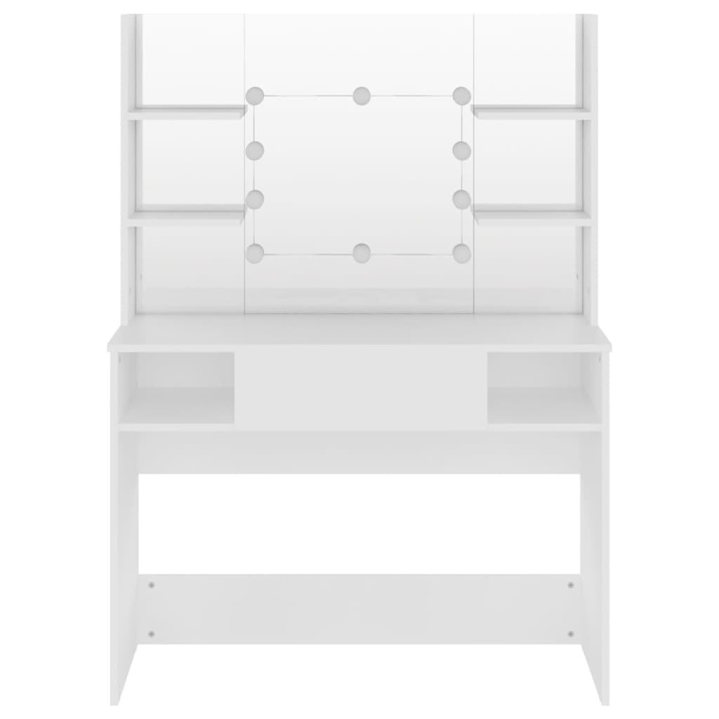 vidaXL Masă de machiaj cu lumini LED, alb, 100x40x135 cm, MDF vidaXL Masă de machiaj cu lumini LED, alb, 100x40x135 cm, MDF