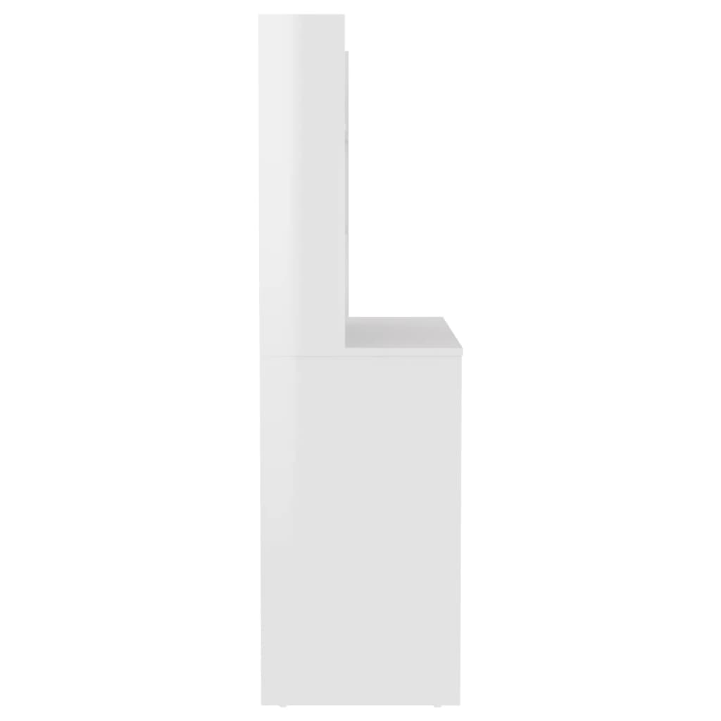 vidaXL Masă de machiaj cu lumini LED, alb lucios, 100x40x135 cm, MDF vidaXL Masă de machiaj cu lumini LED, alb lucios, 100x40x135 cm, MDF