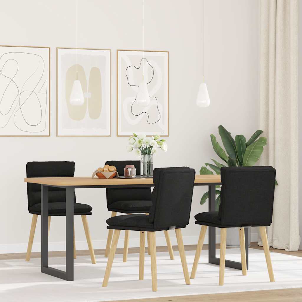 vidaXL Scaune de bucătărie, 4 buc., negru, material textil vidaXL Scaune de bucătărie, 4 buc., negru, material textil