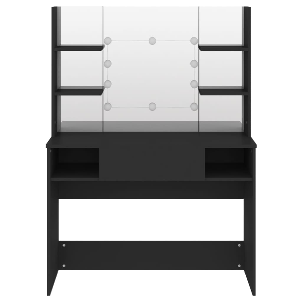 vidaXL Masă machiaj cu lumini LED, negru, 100x40x135 cm , MDF