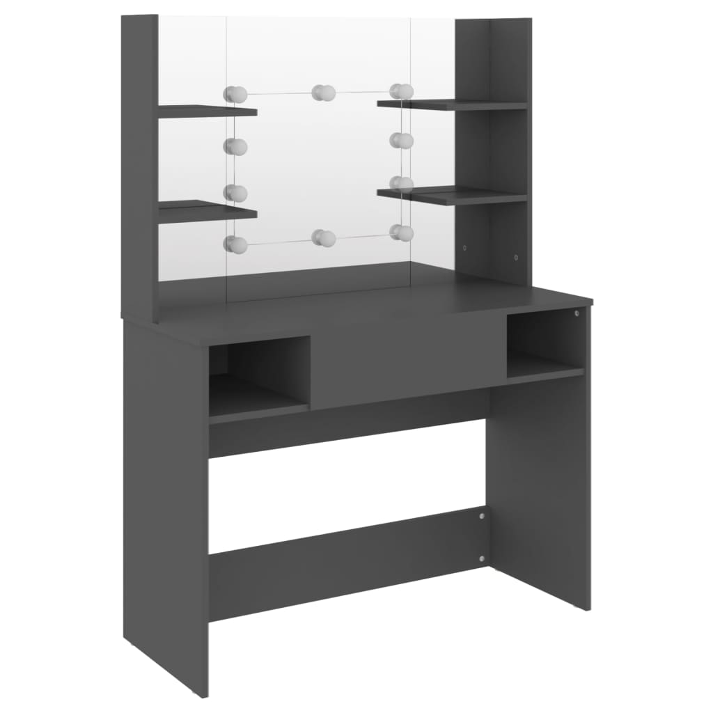 vidaXL Masă machiaj cu lumini LED, gri, 100x40x135 cm , MDF