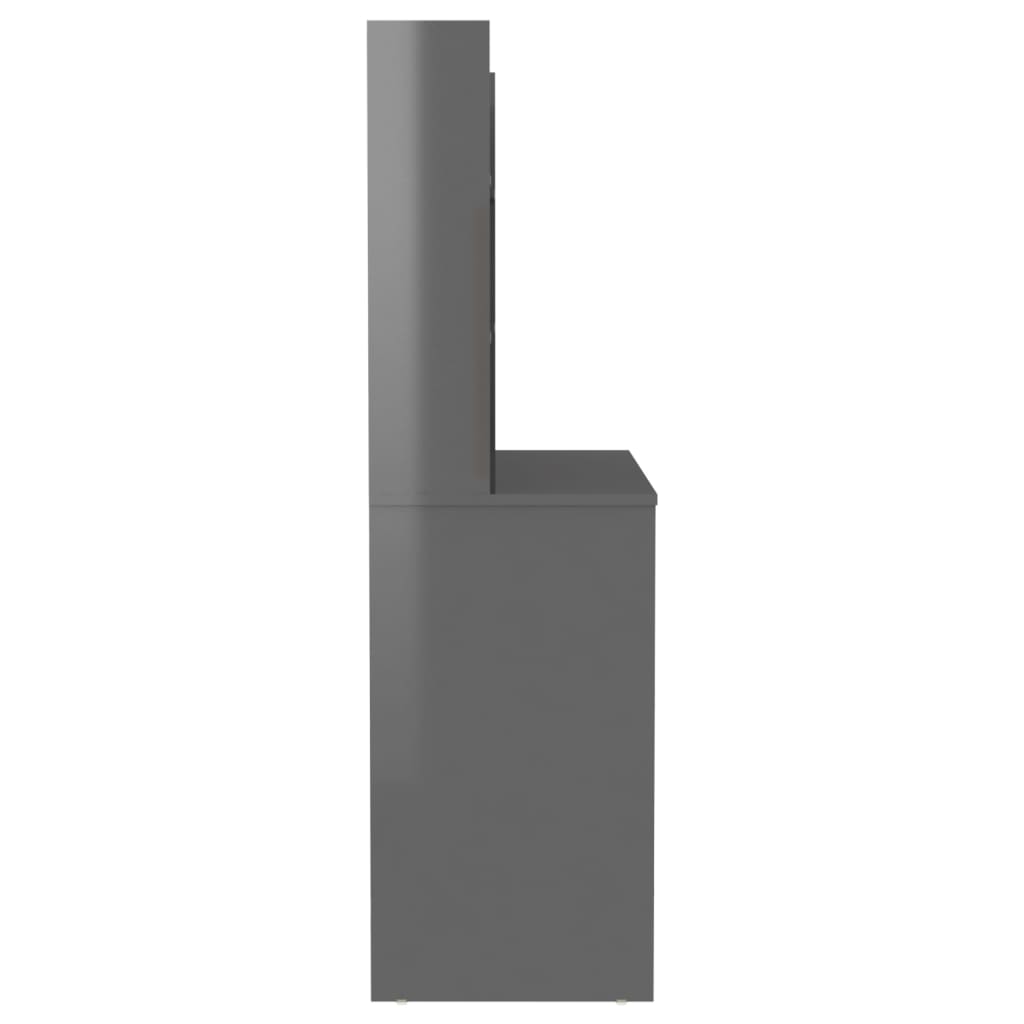 vidaXL Masă de machiaj cu lumini LED, gri lucios, 100x40x135 cm, MDF