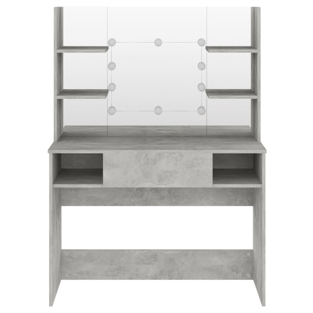 vidaXL Masă machiaj cu lumini LED, gri beton, 100x40x135 cm , MDF