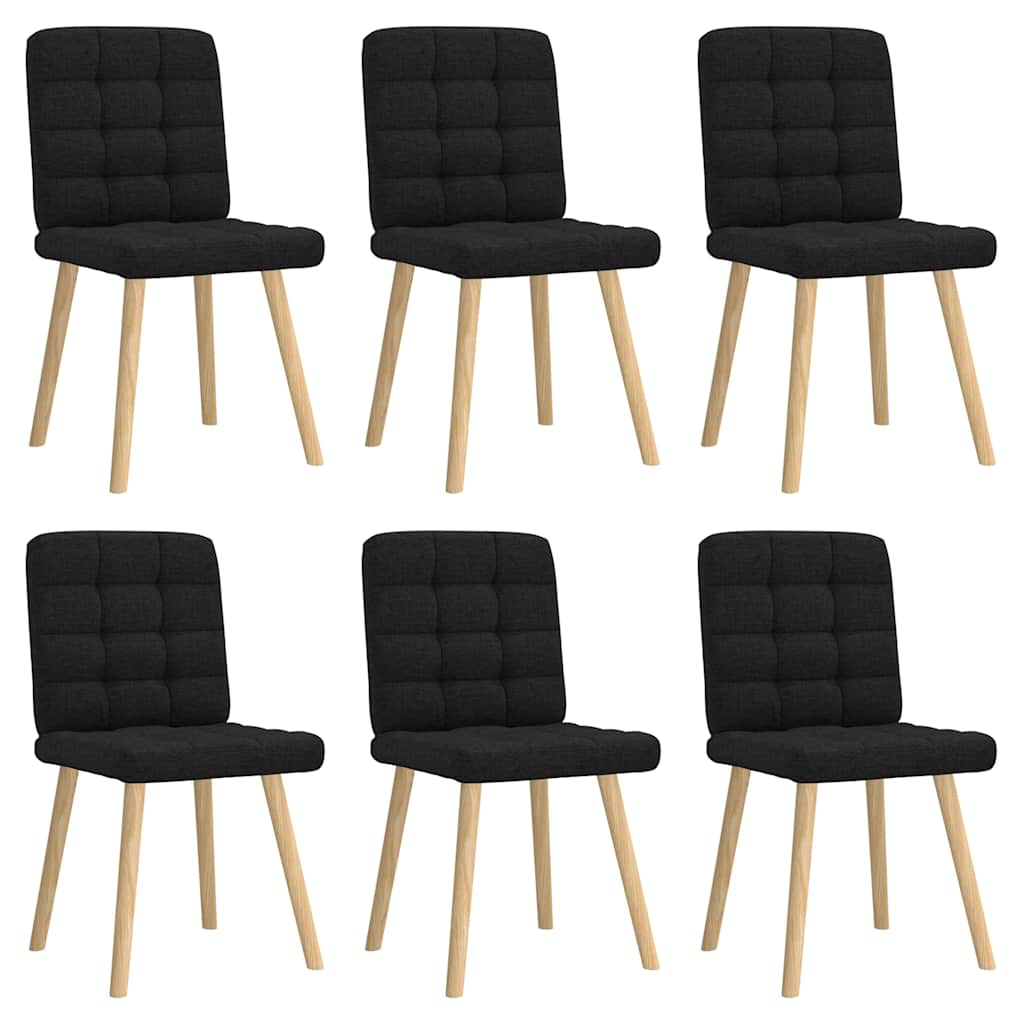 vidaXL Scaune de sufragerie 6 buc. negru material textil vidaXL Scaune de sufragerie 6 buc. negru material textil